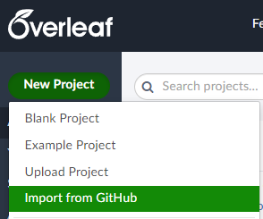 Importing a GitHub repo as an Overleaf Project