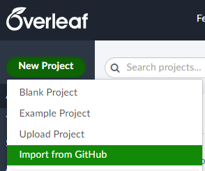 Importing a GitHub repo as an Overleaf Project Importing a GitHub repo as an Overleaf Project